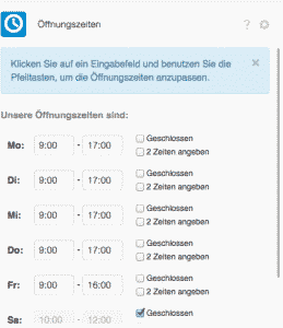 Feature Öffnungszeiten für die App