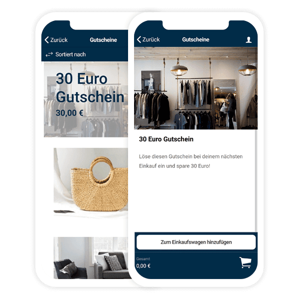Auch Gutscheine kannst Du per Shop App verkaufen