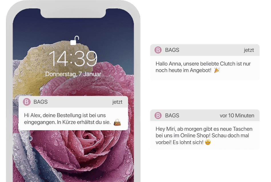 Angebote und Infos per Push Nachrichten in der Shopping App verbreiten