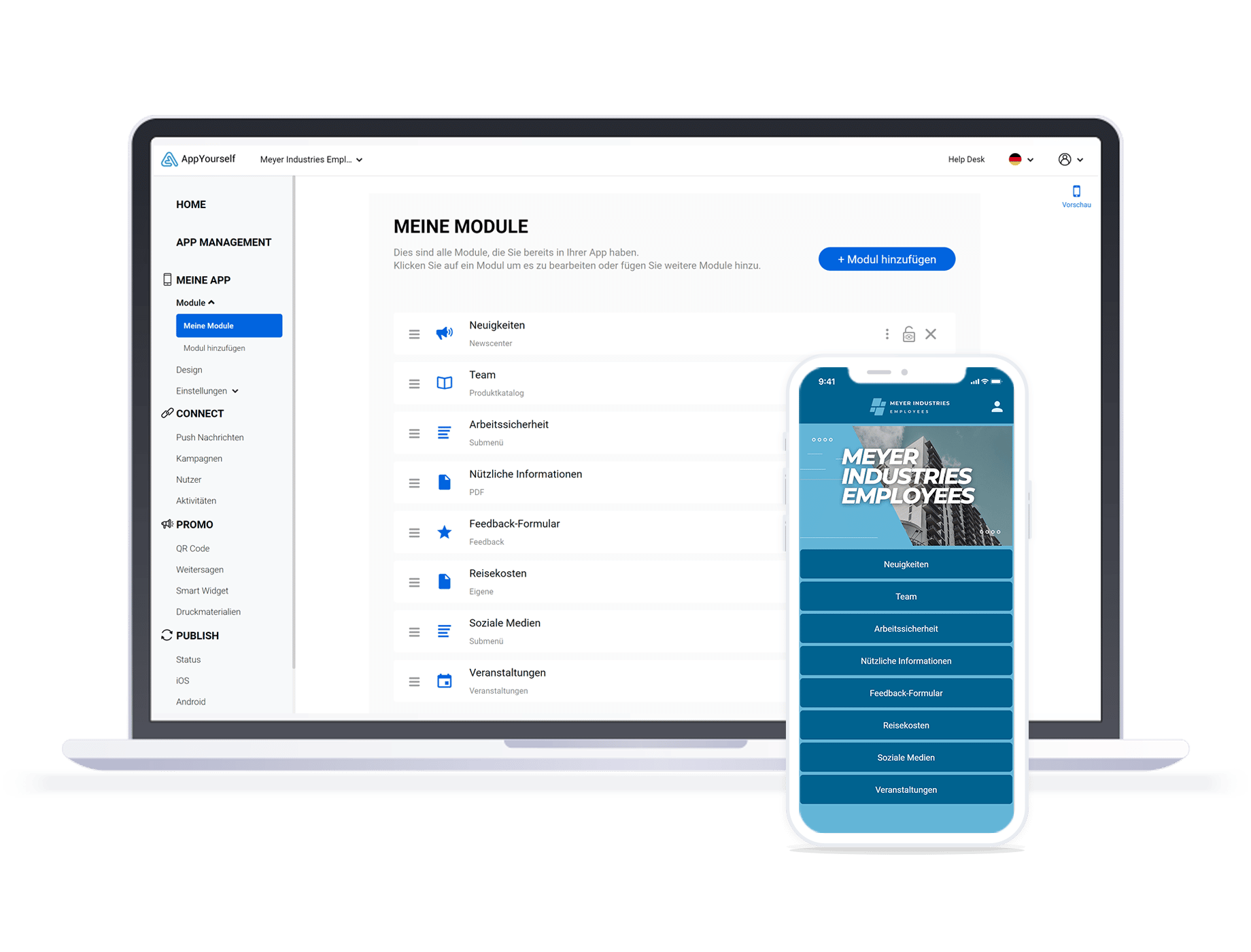 Module in der AppYourself-Anwendung